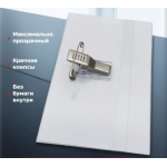 Бейдж горизонтальный с металлическим зажимом-прищепкой и булавкой 9 х 5,7 см прозрачный